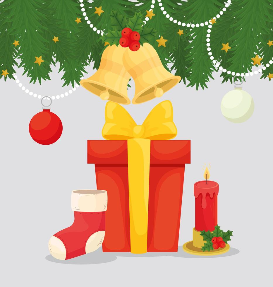 banner de feliz navidad con regalos vector