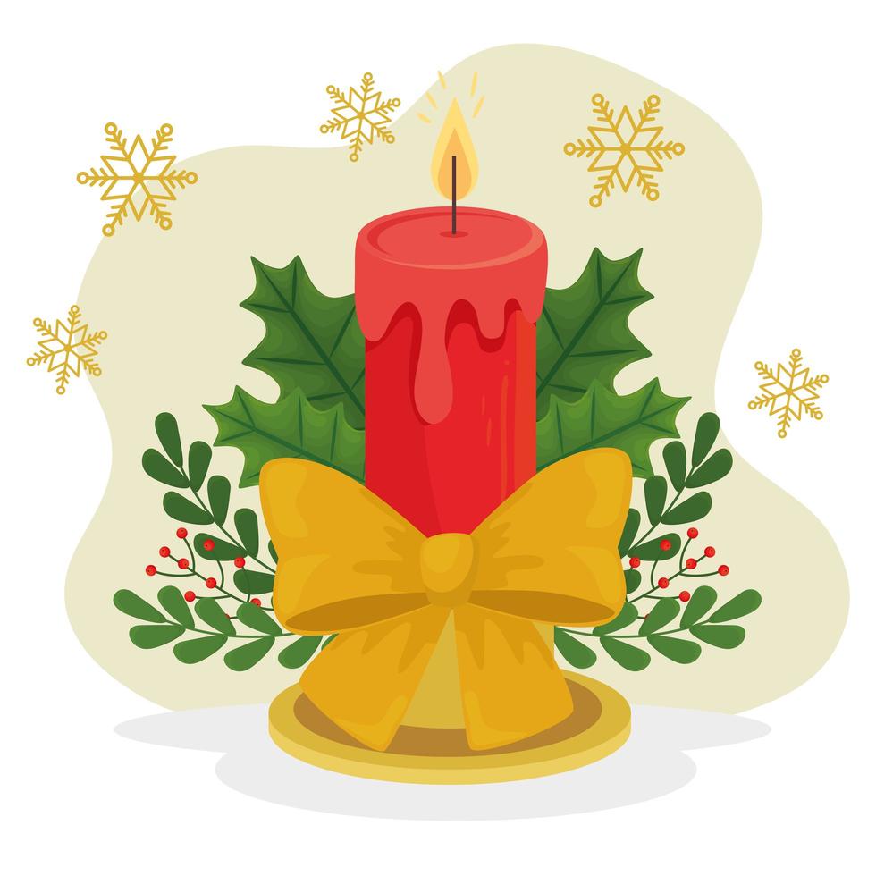 Christmas candle with ribbon vector