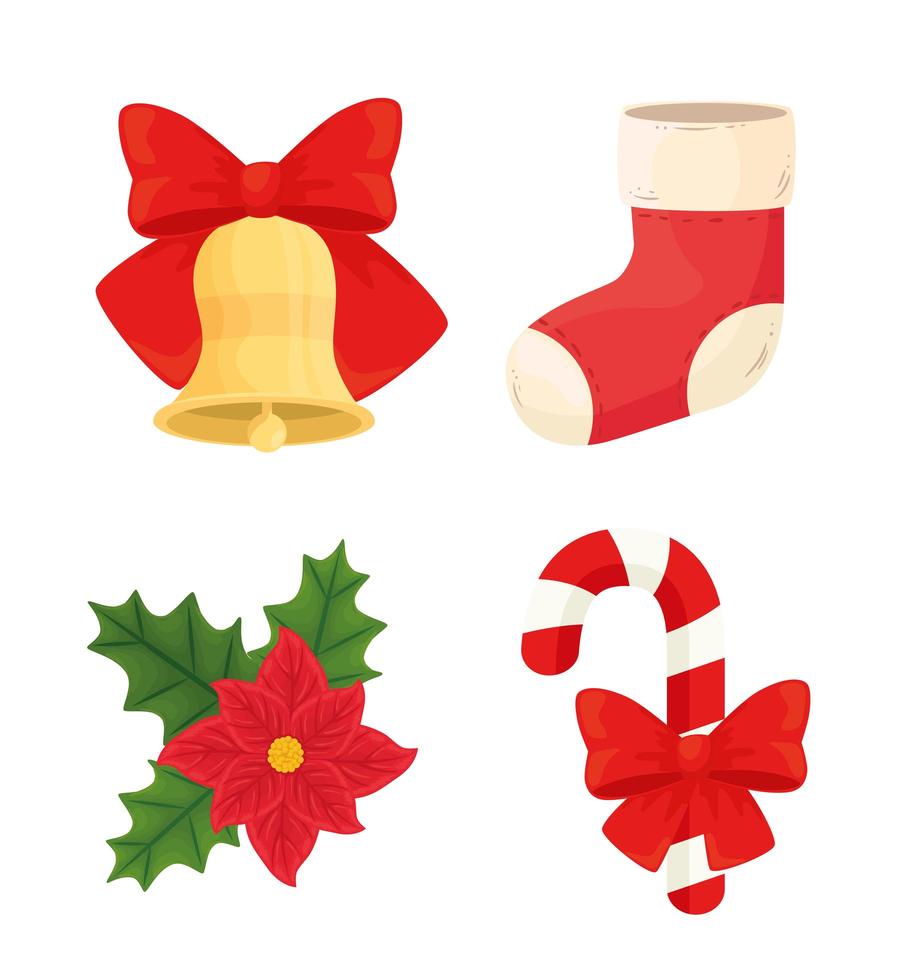 merry christmas icon set vector design