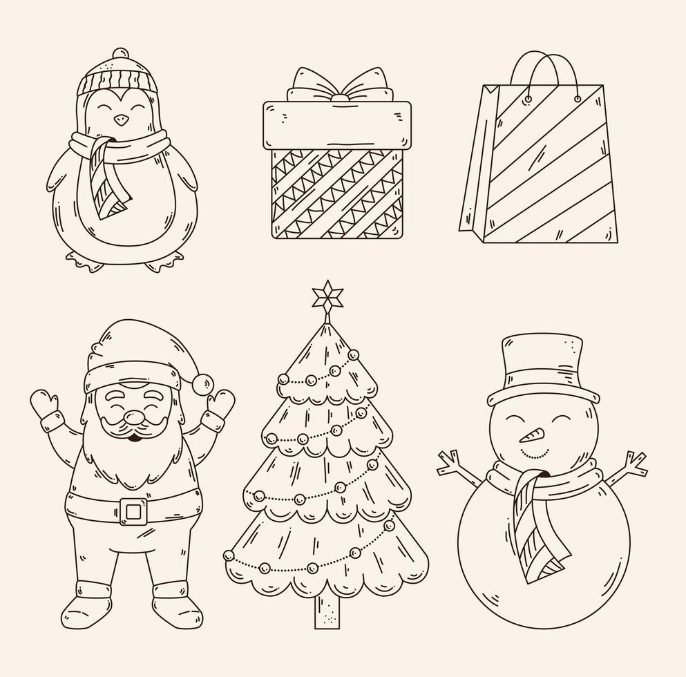 merry christmas icon set vector design