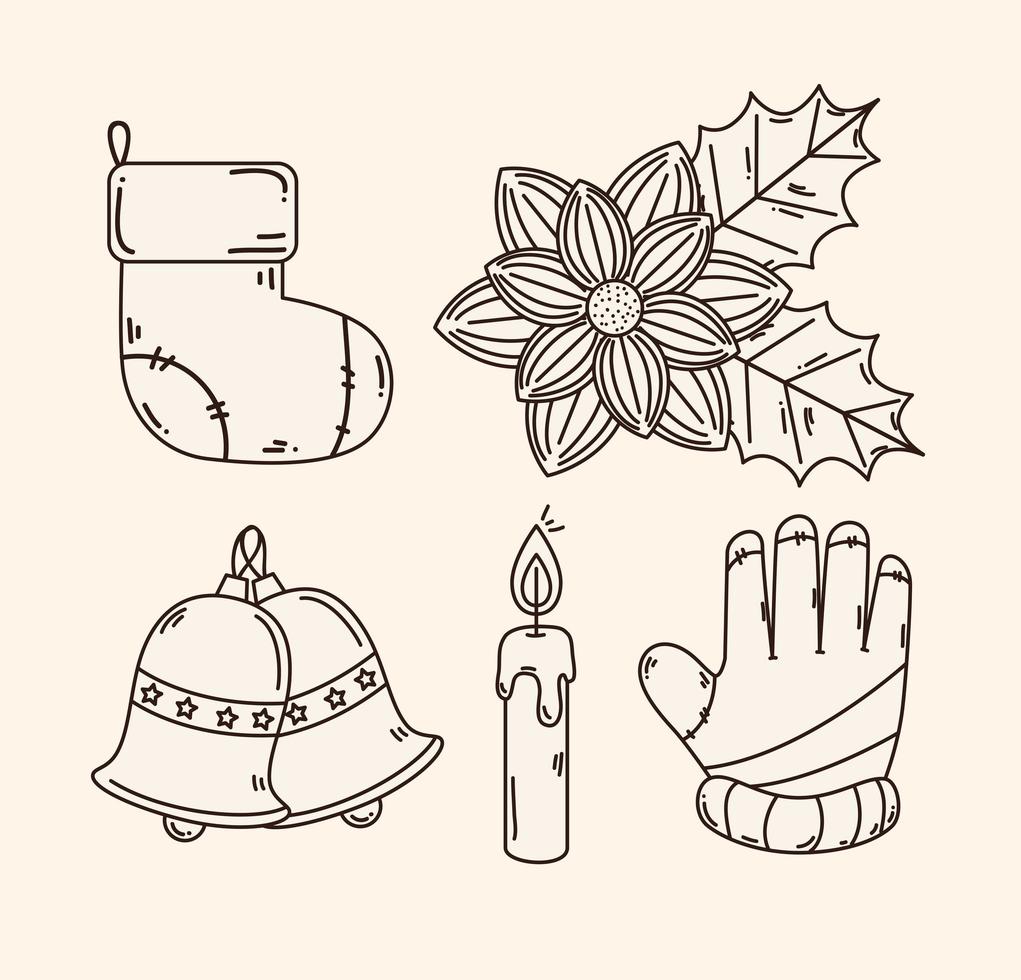 merry christmas icon set vector