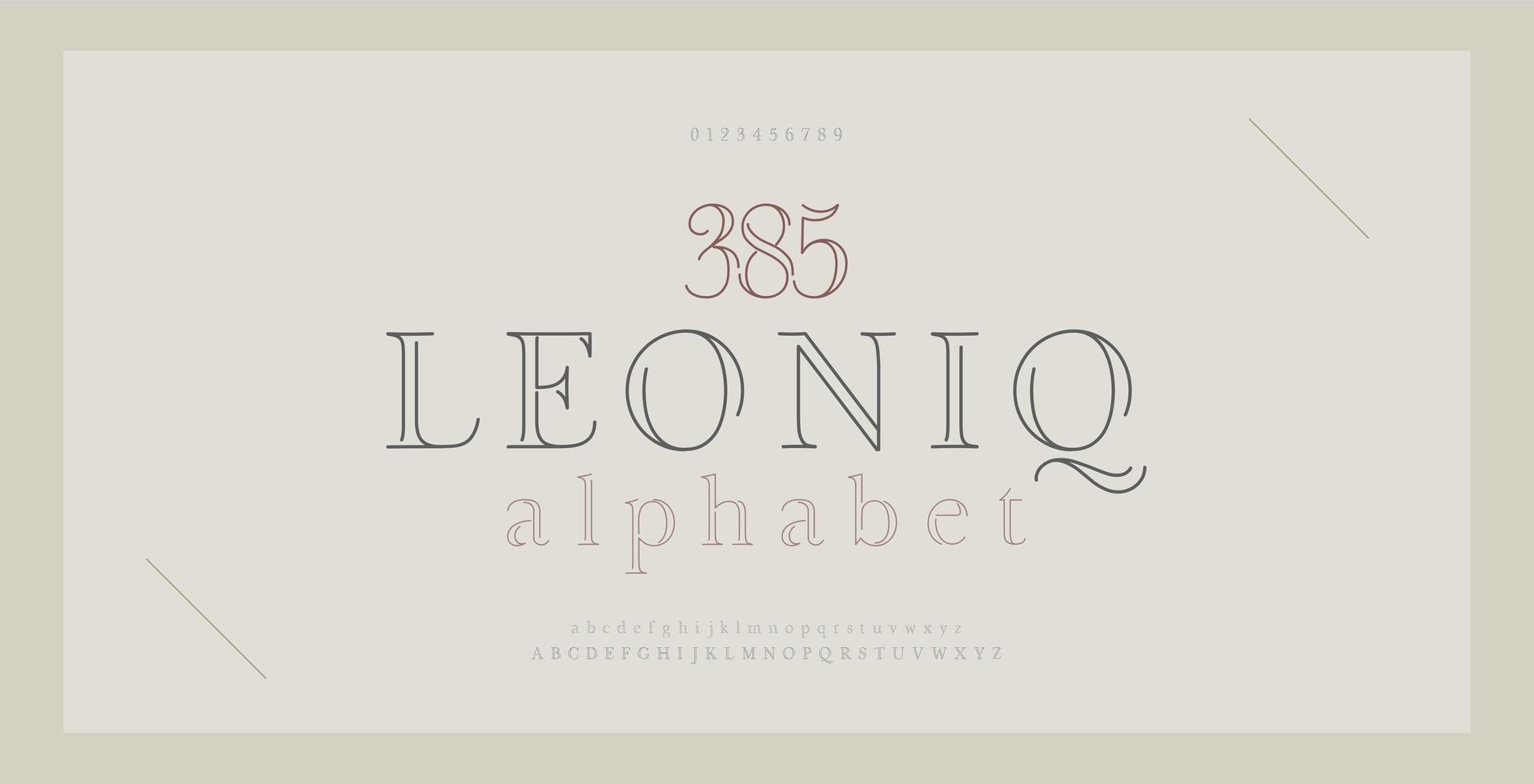 Elegant alphabet letters serif font and number. Classic Lettering Thin Line Minimal Fashion. Typography thin line fonts uppercase, lowercase and numbers. vector illustration