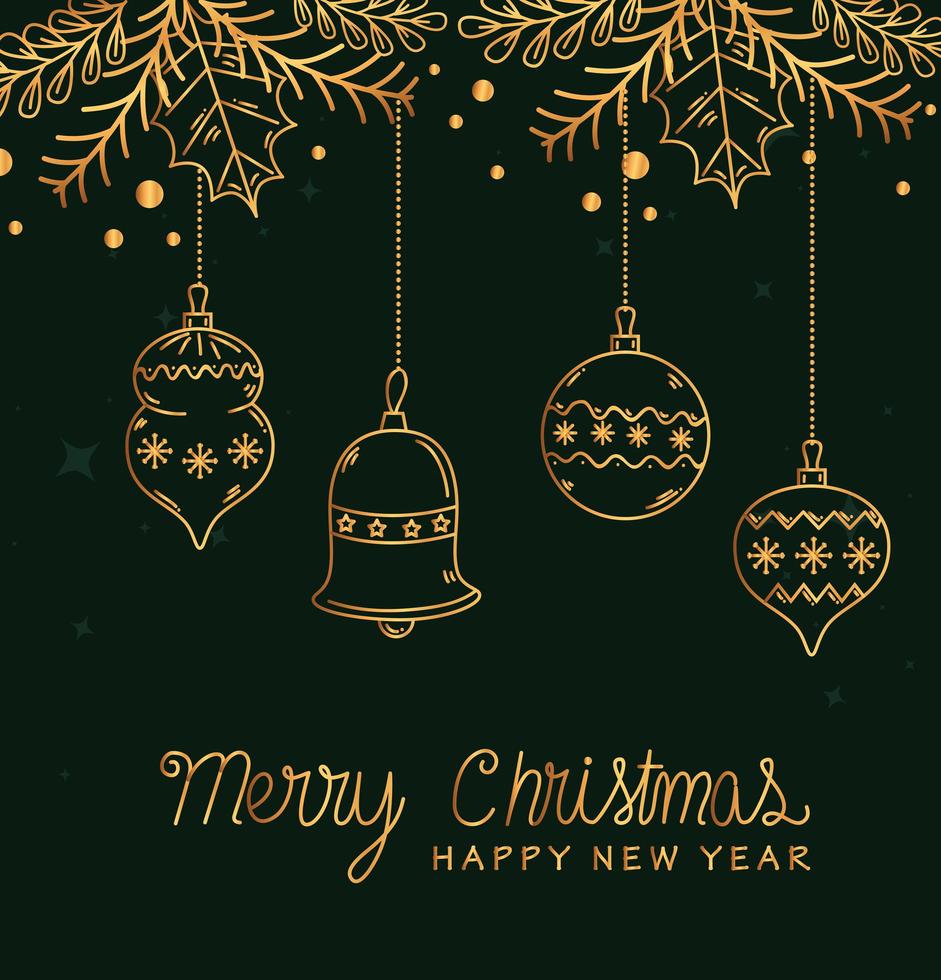 Merry Christmas and happy new year banner with ornaments vector