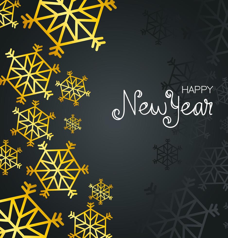 Happy new year banner with snowflakes vector design