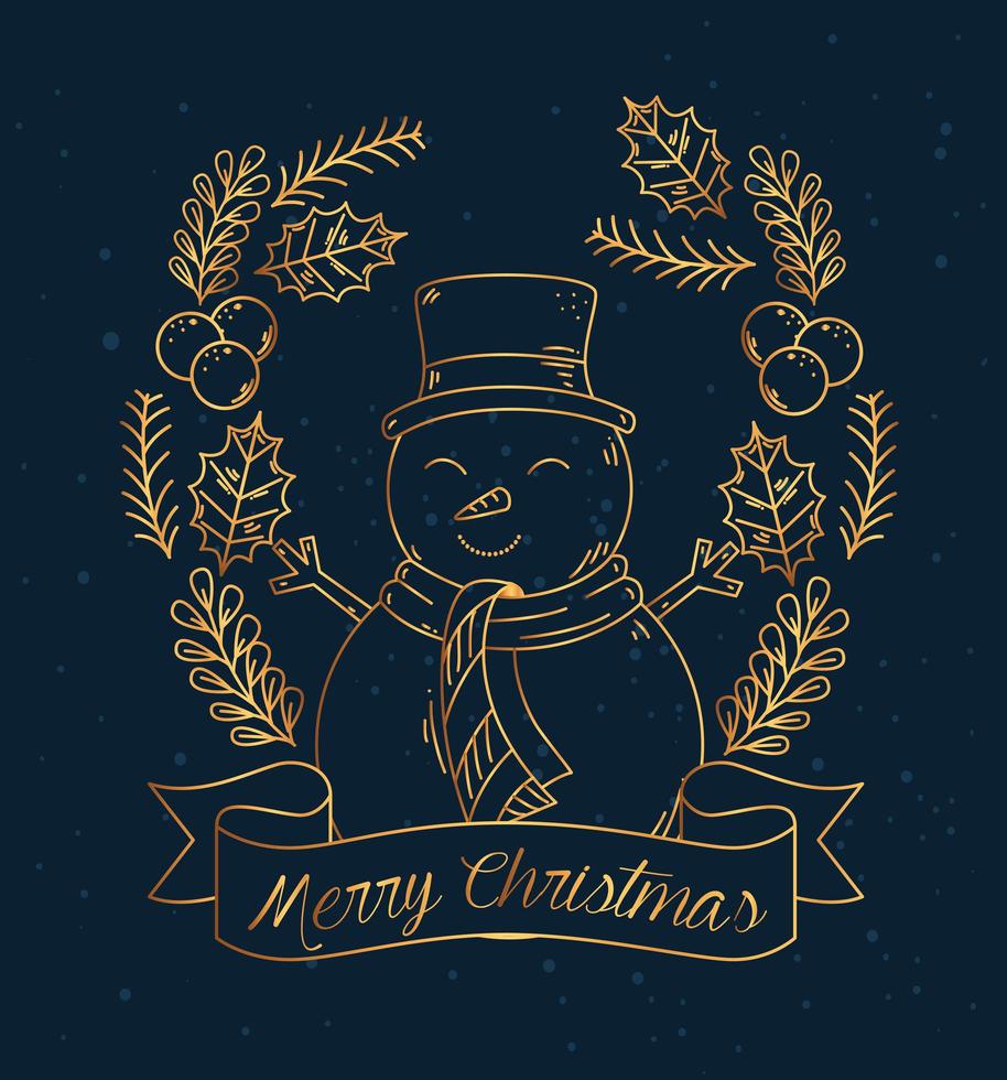 Merry Christmas and happy new year banner with snowman vector design