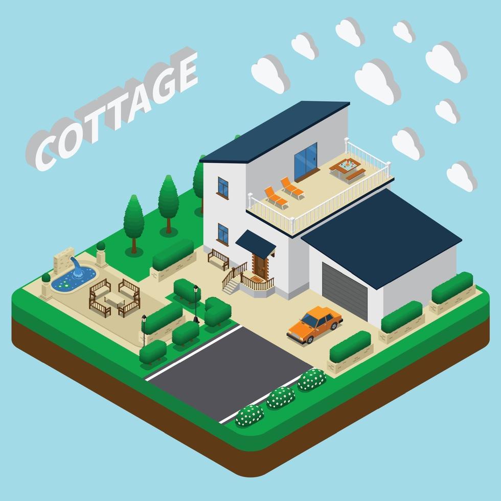 isometric house composition vector