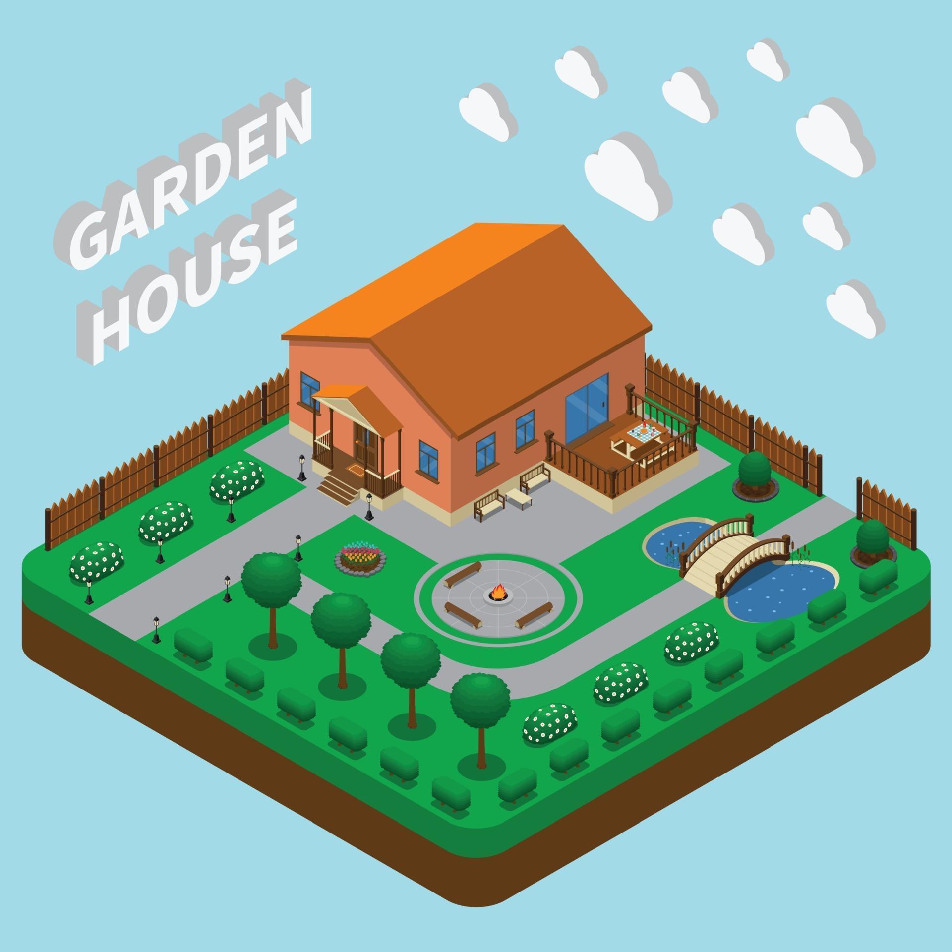 isometric house composition 2043570 Vector Art at Vecteezy