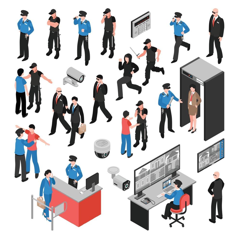 isometric security system control set vector