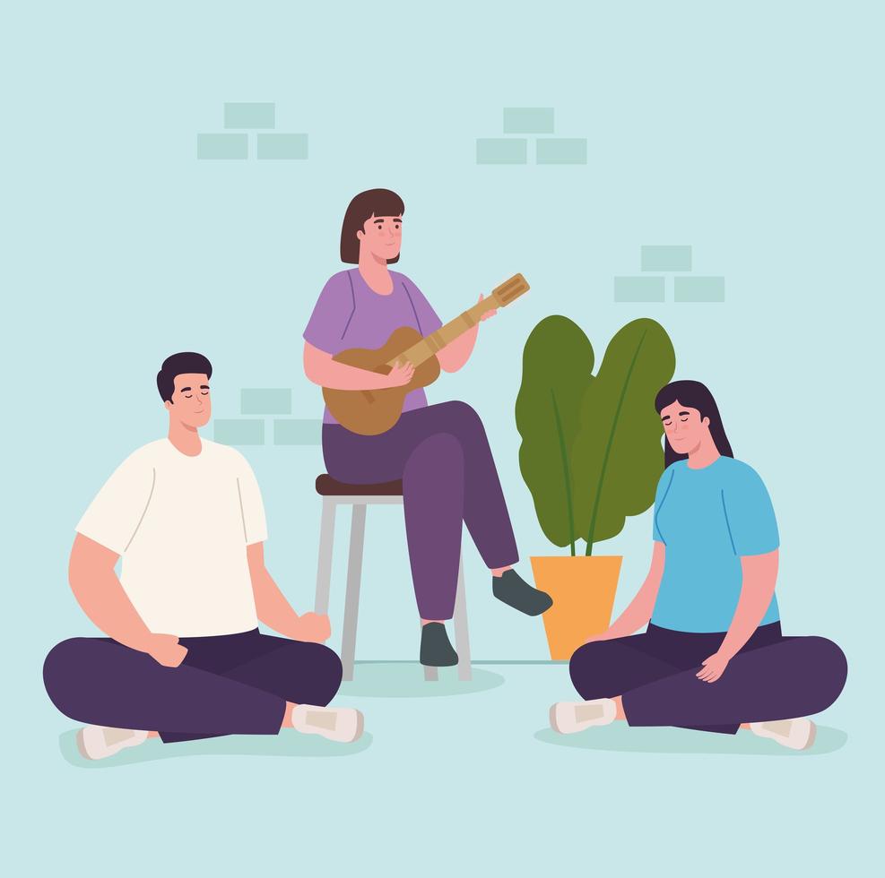 people doing activities at home vector