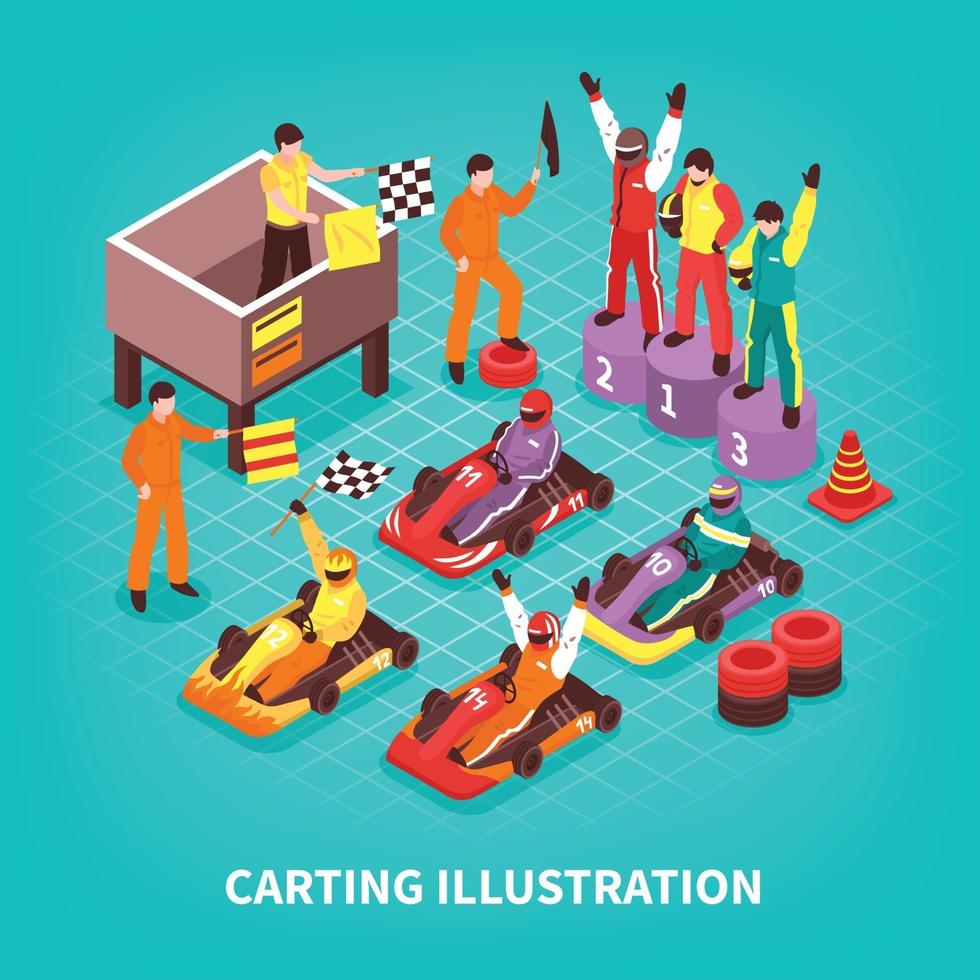 isometric carting composition vector