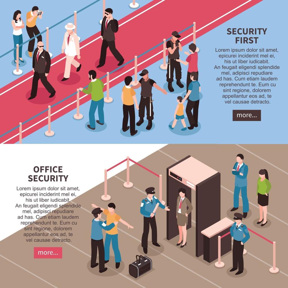 isometric security banners vector