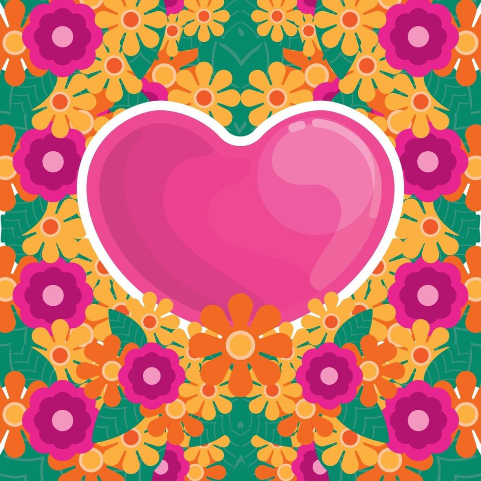 Valentine's day background with  beautiful hearts and flowers. Vector illustration