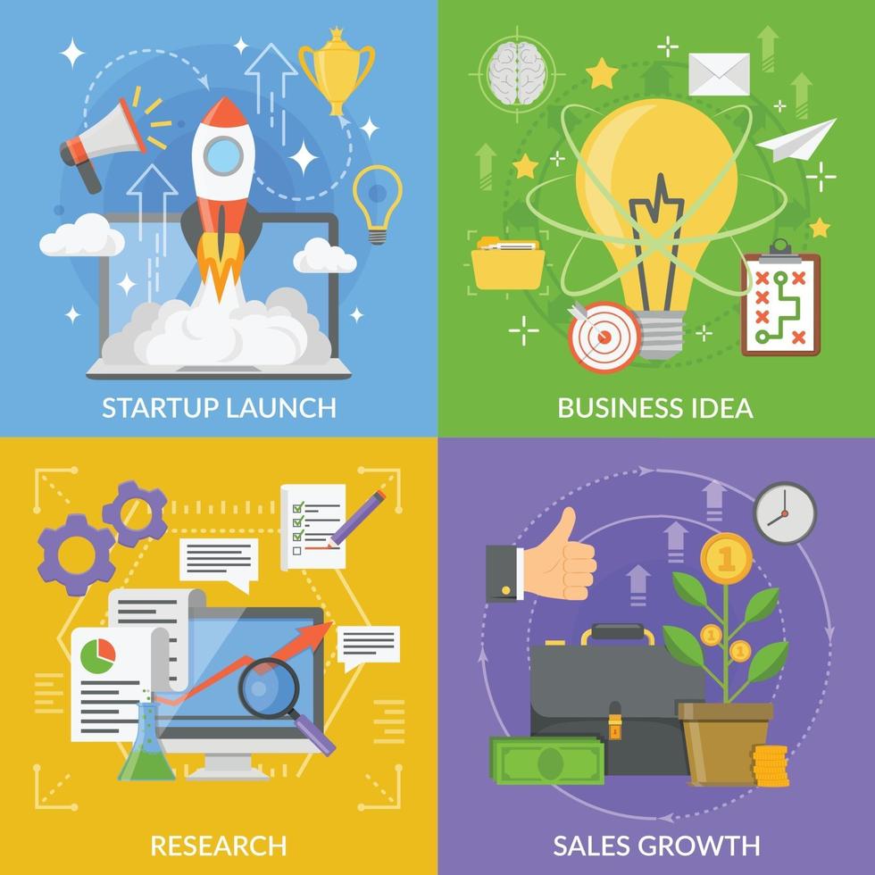 startup project development concept 2x2 vector