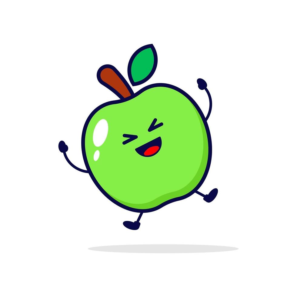 ilustración de personaje lindo feliz de manzana vector