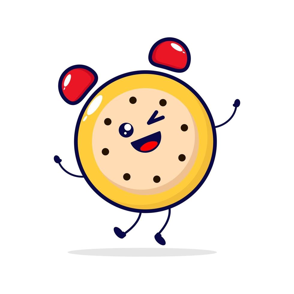 Clock jump cute character illustration vector