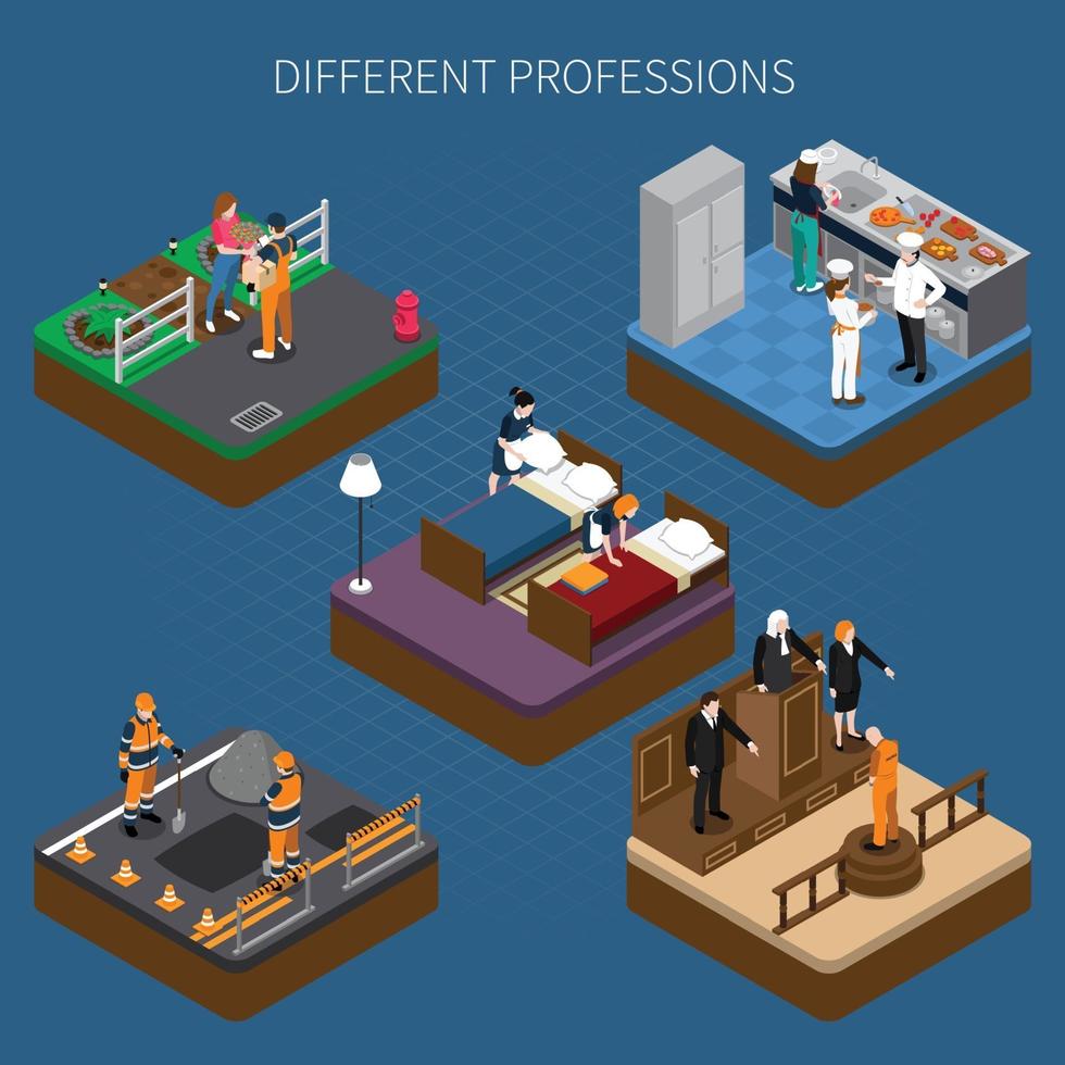 professions uniform isometric people composition vector