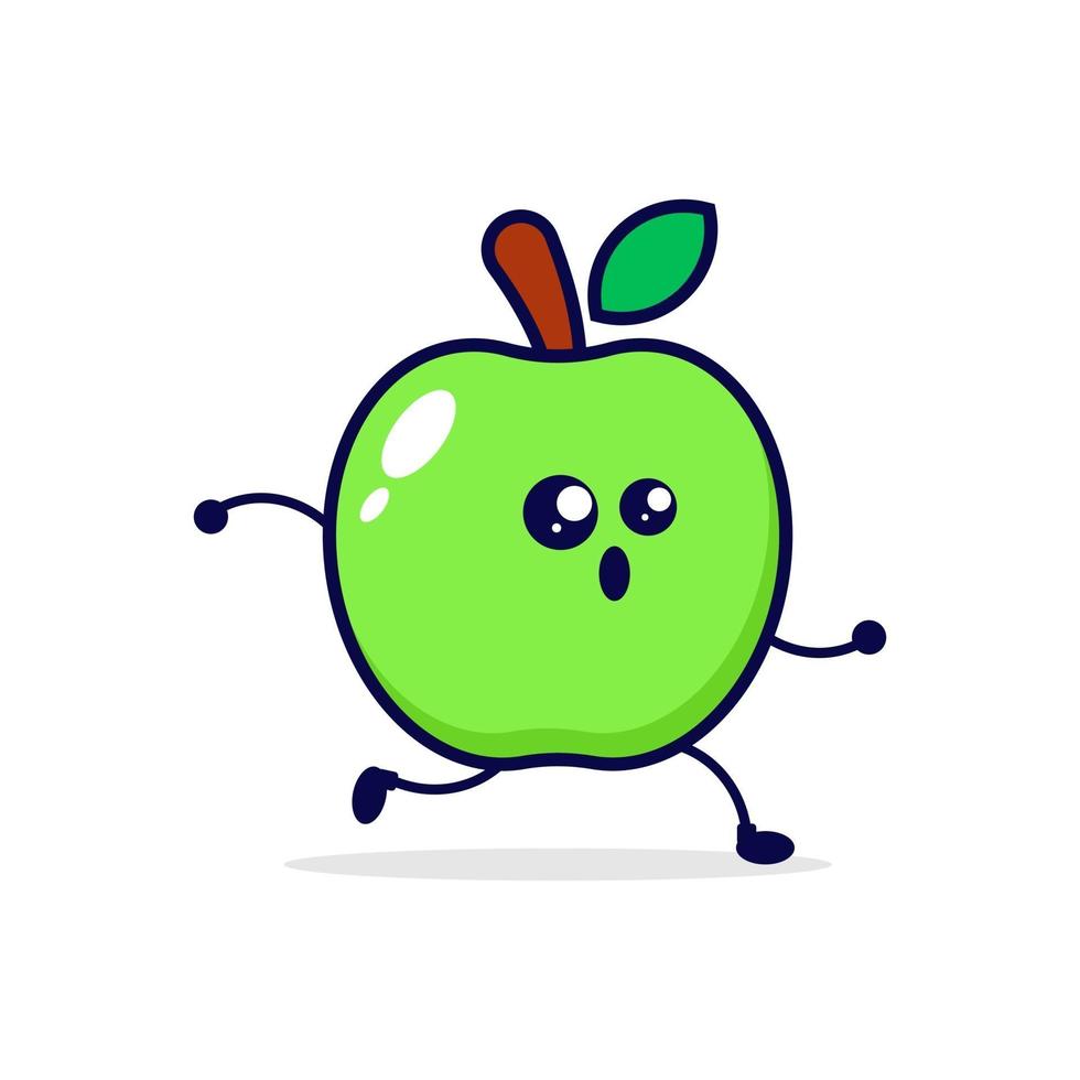 Apple run cute character illustration vector