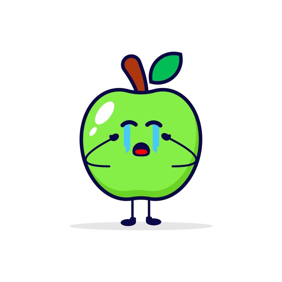 Apple cry cute character illustration vector