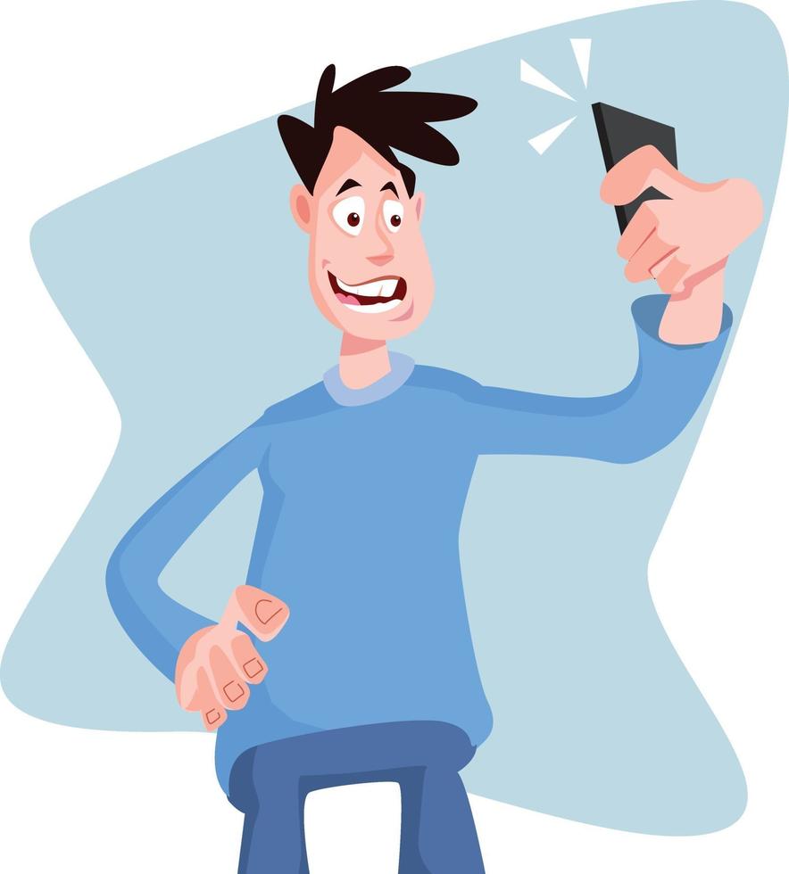 Young people using smartphones selfie concept. Male characters collection or Flat vector illustration