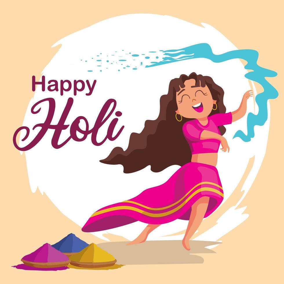 Illustration of colorful Happy Holi Background for Festival of Colors celebration vector