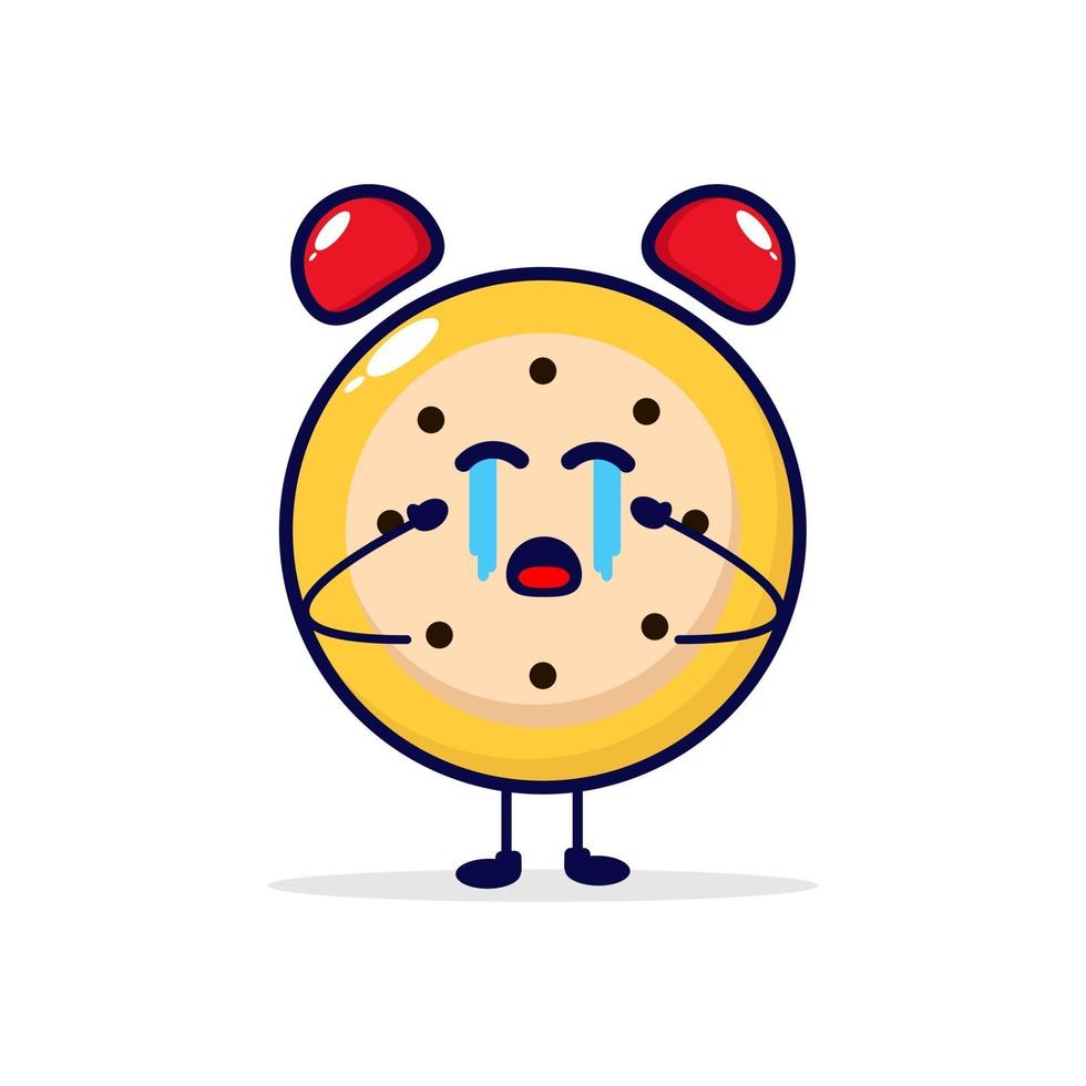 Clock cry cute character illustration vector