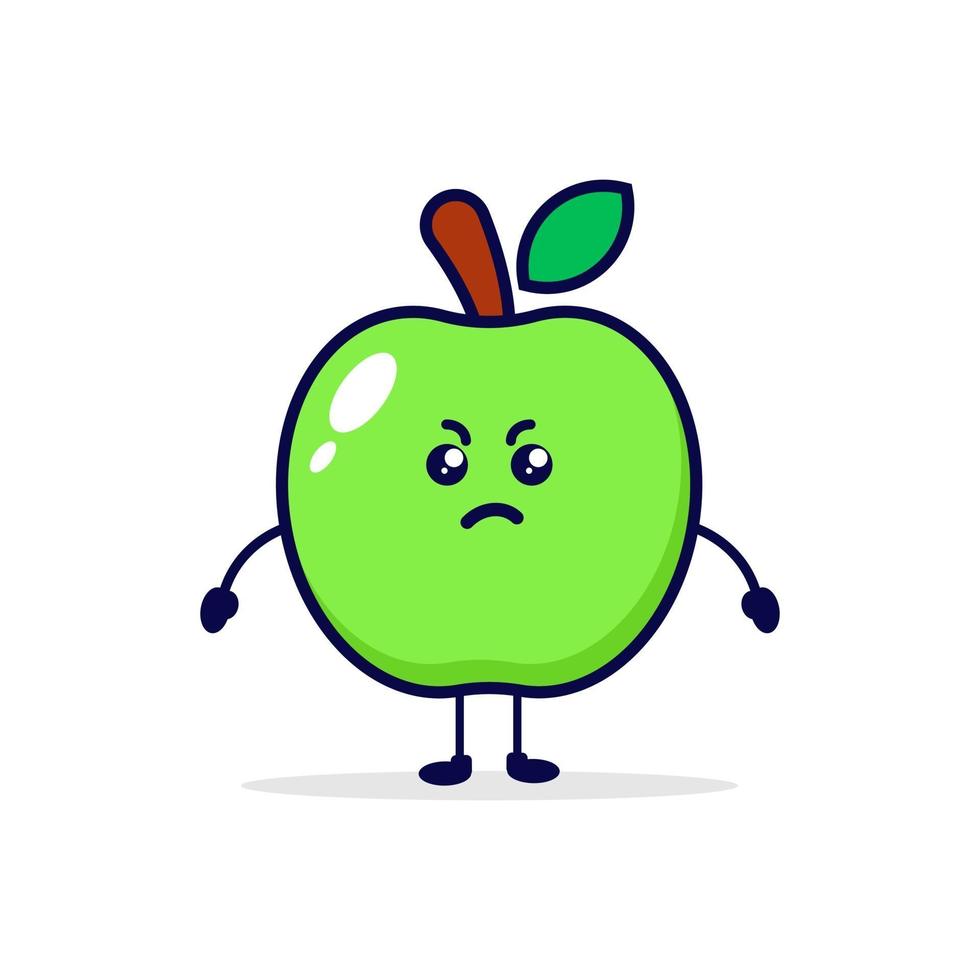 ilustración de personaje lindo enojado de manzana vector