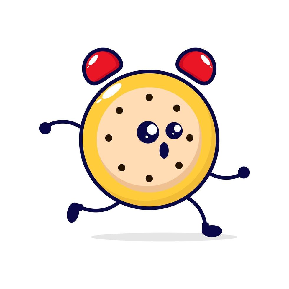 Clock run cute character illustration vector