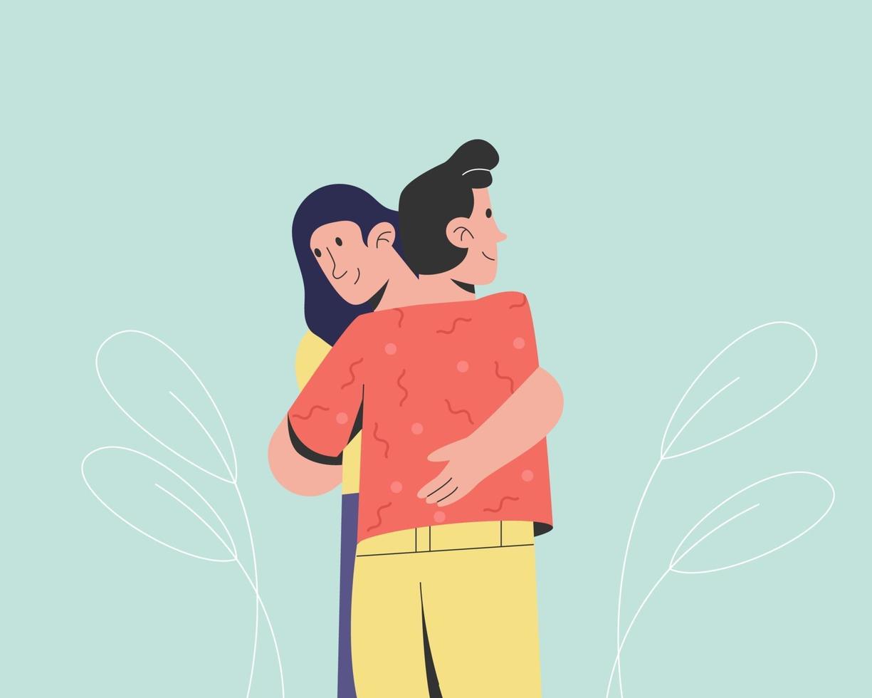 People Couple hugging vector