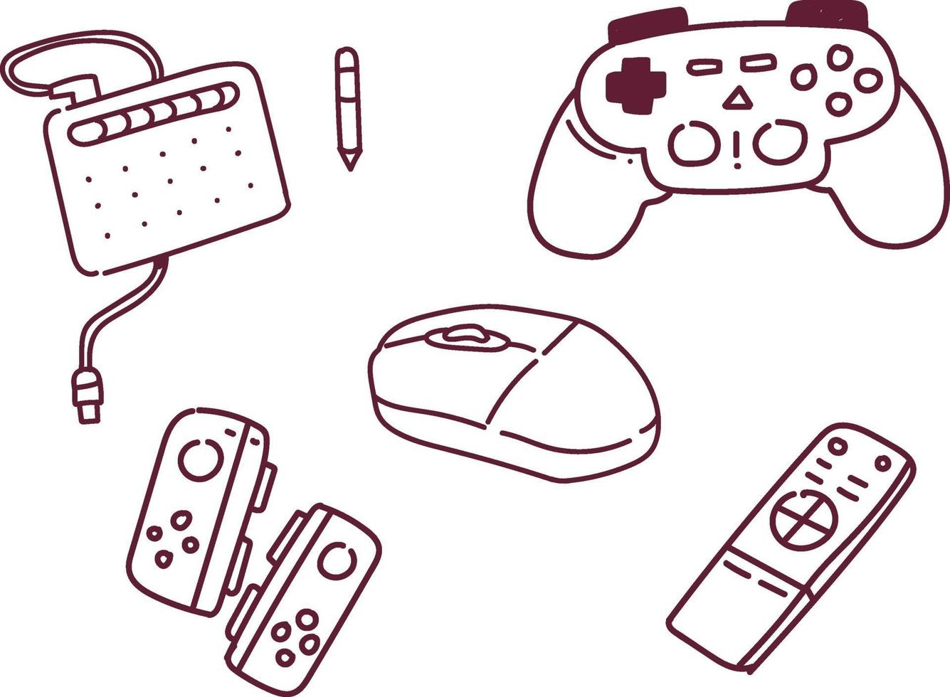 Ilustración de vector de consola de juegos. consola de juegos estilo doodle