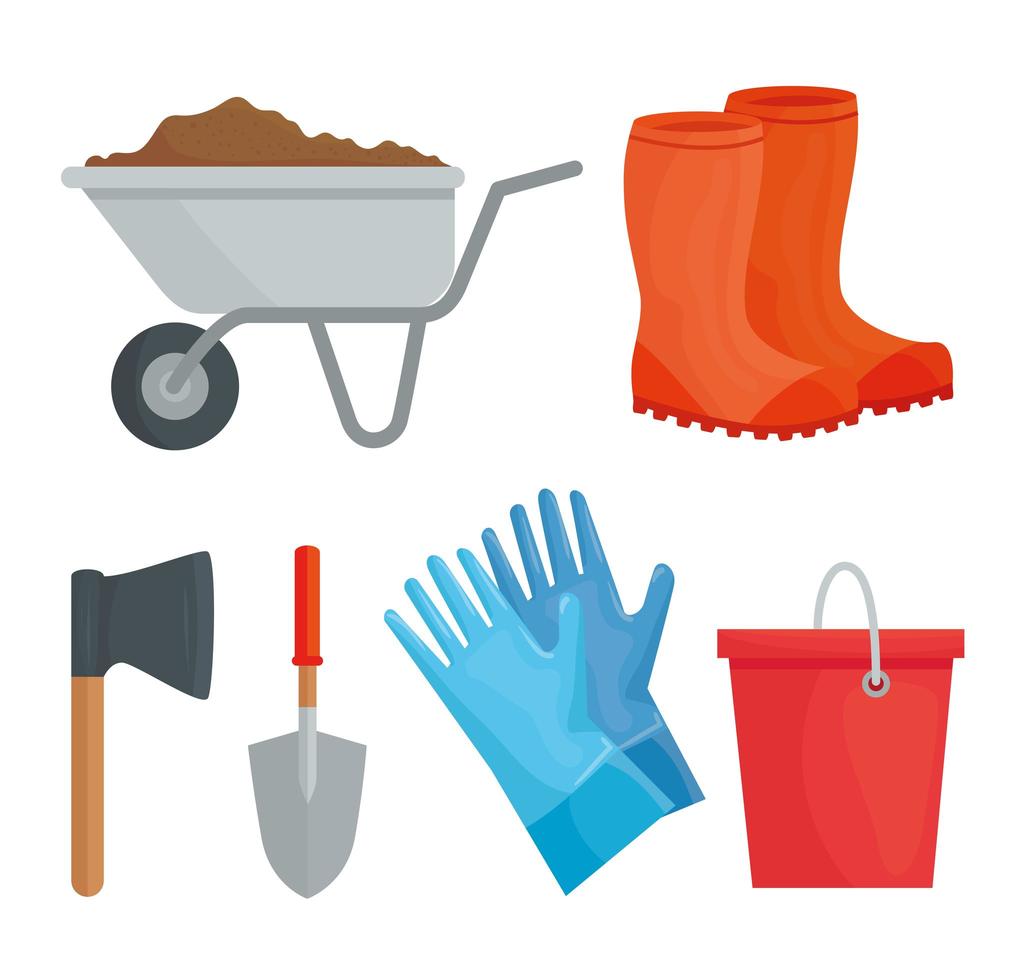 Gardening icon collection vector design