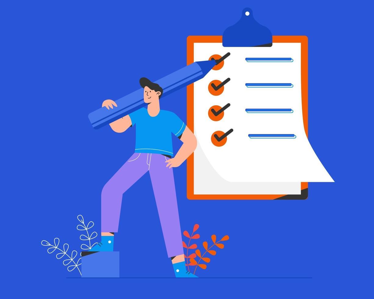 Man Completed checklist vector