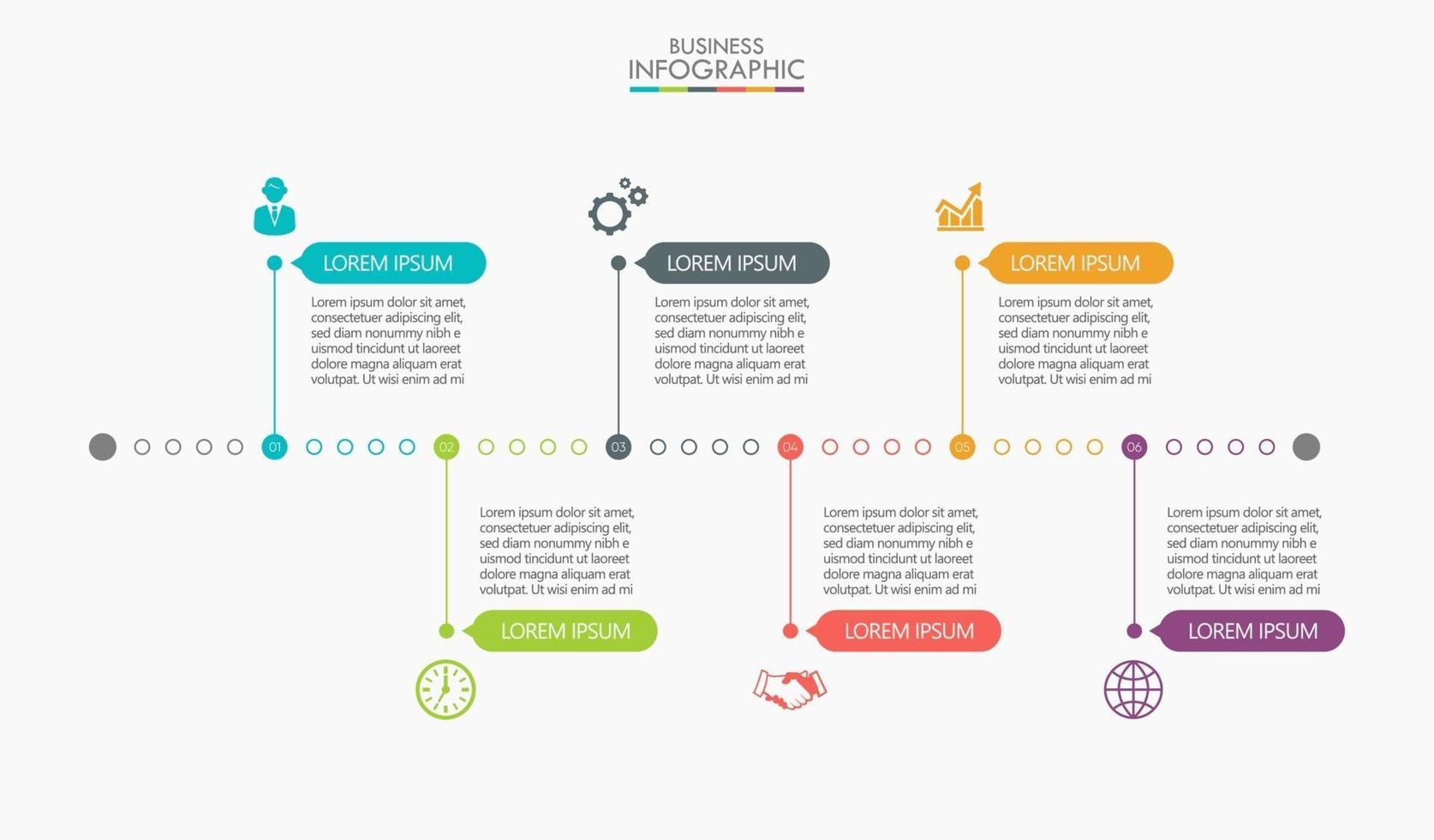 iconos de infografías con 6 opciones vector