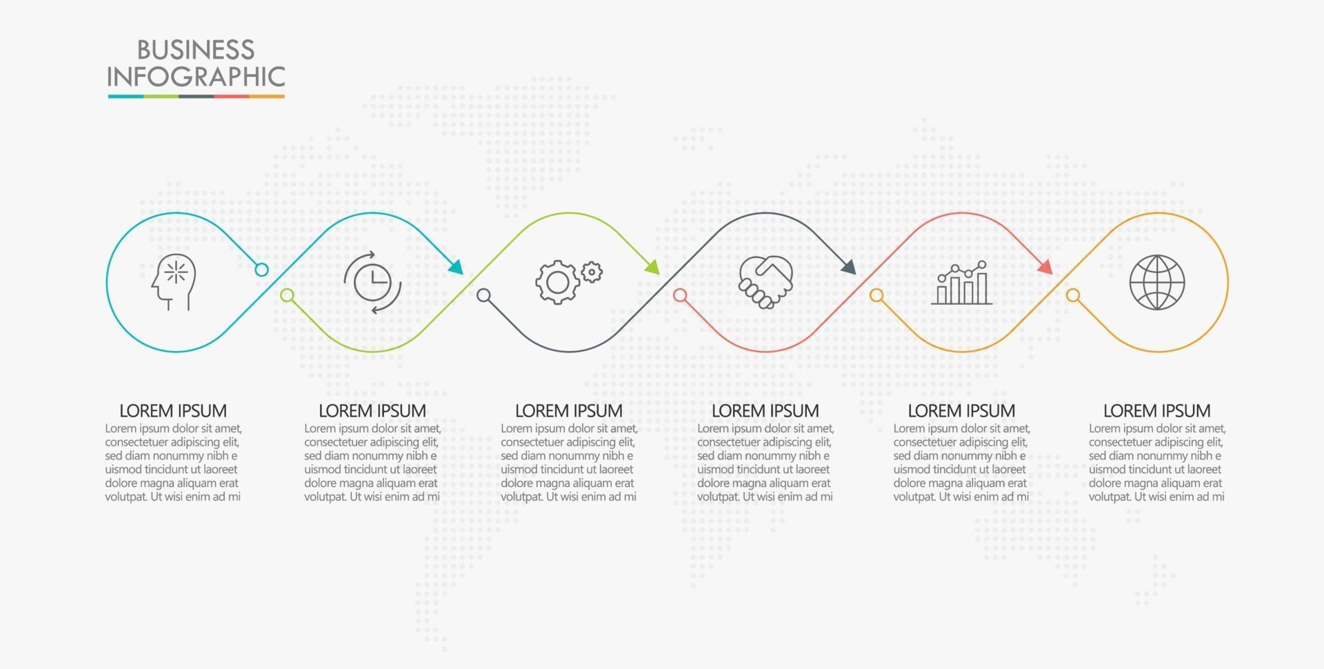 Infographic Thin Line Design Template With 6 Options vector