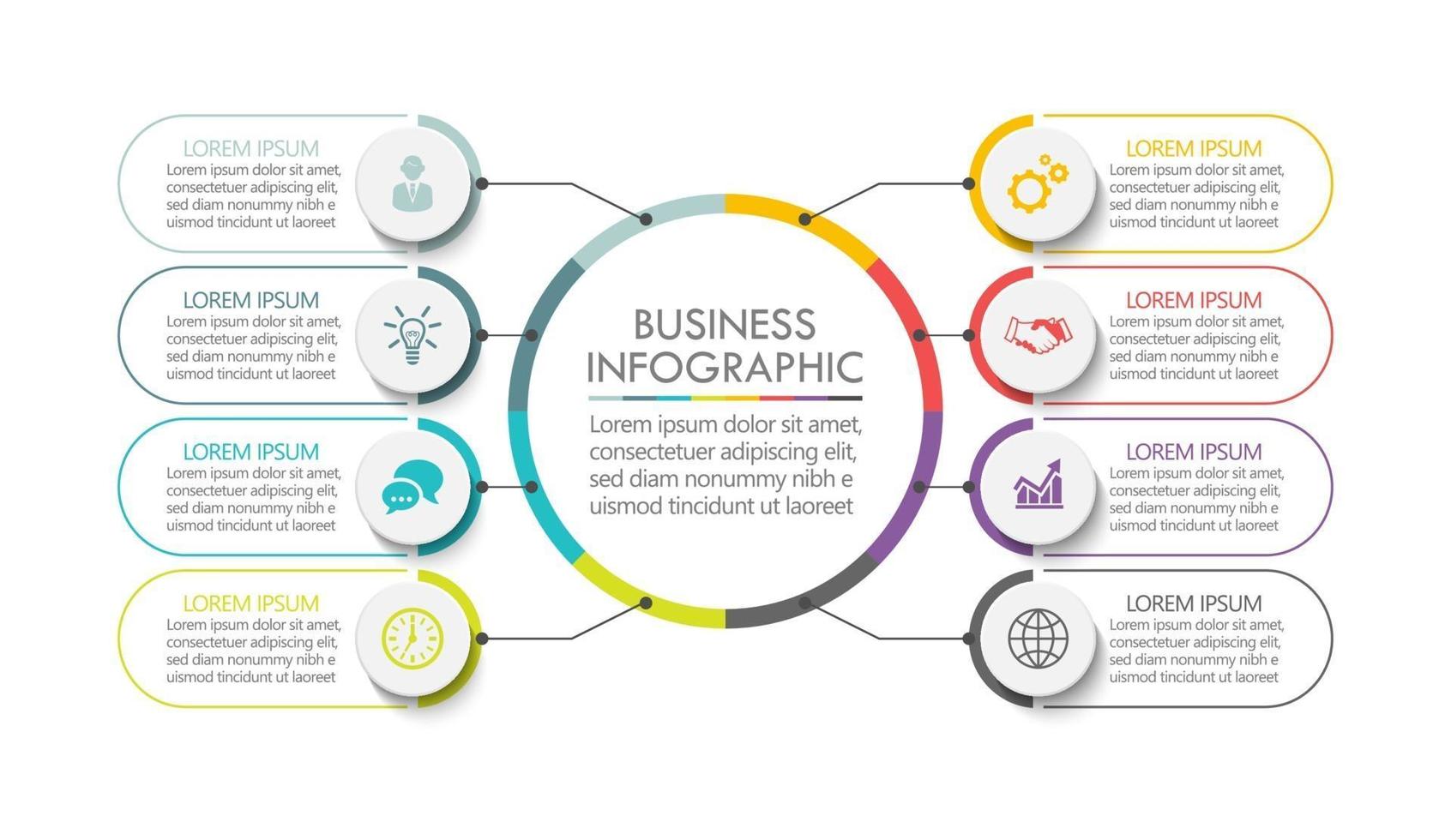 infographic Circle Template With 8 Options. vector