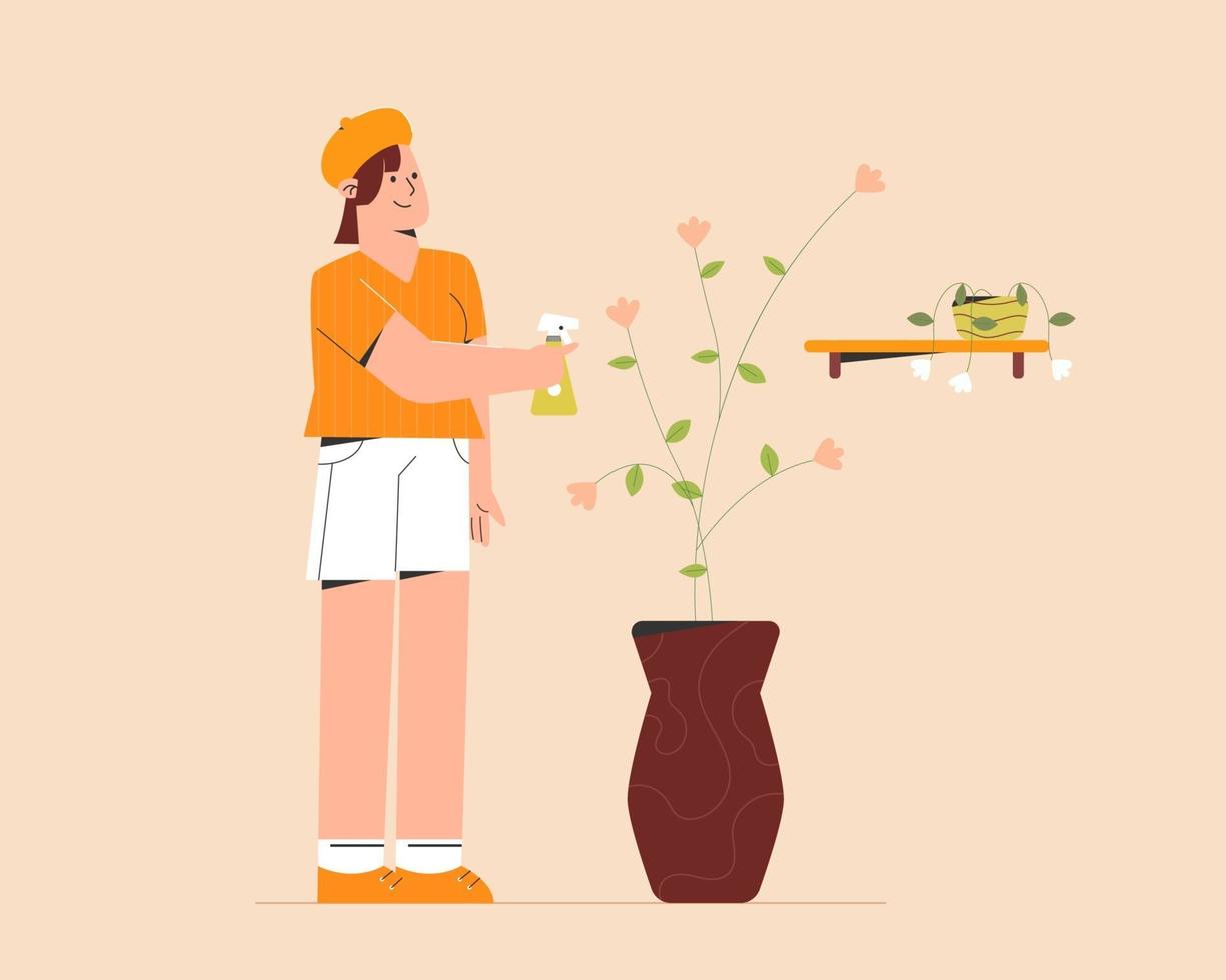 Takes care of plants vector