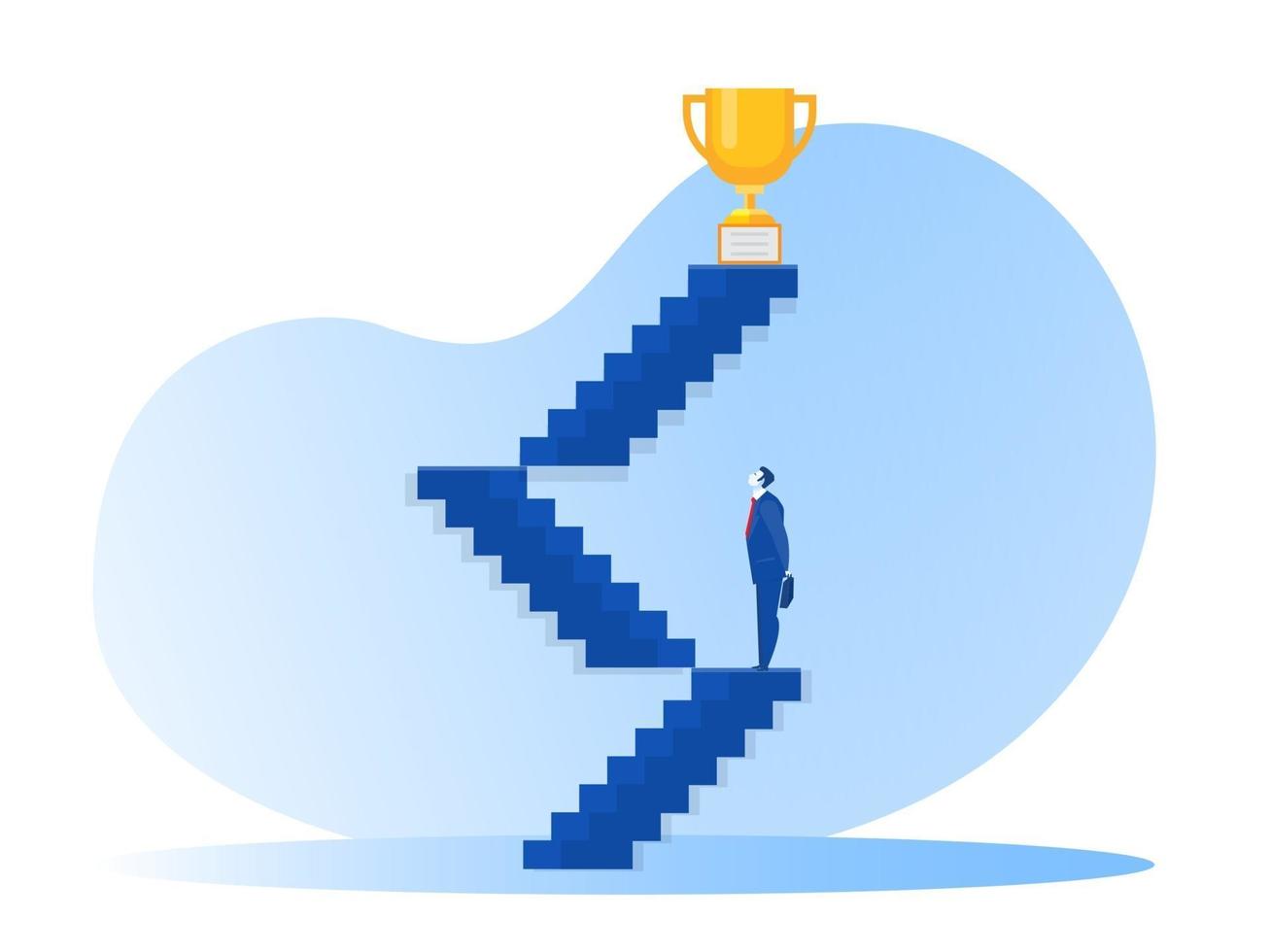Business looking at stairway to success for award concept vector illustrator.