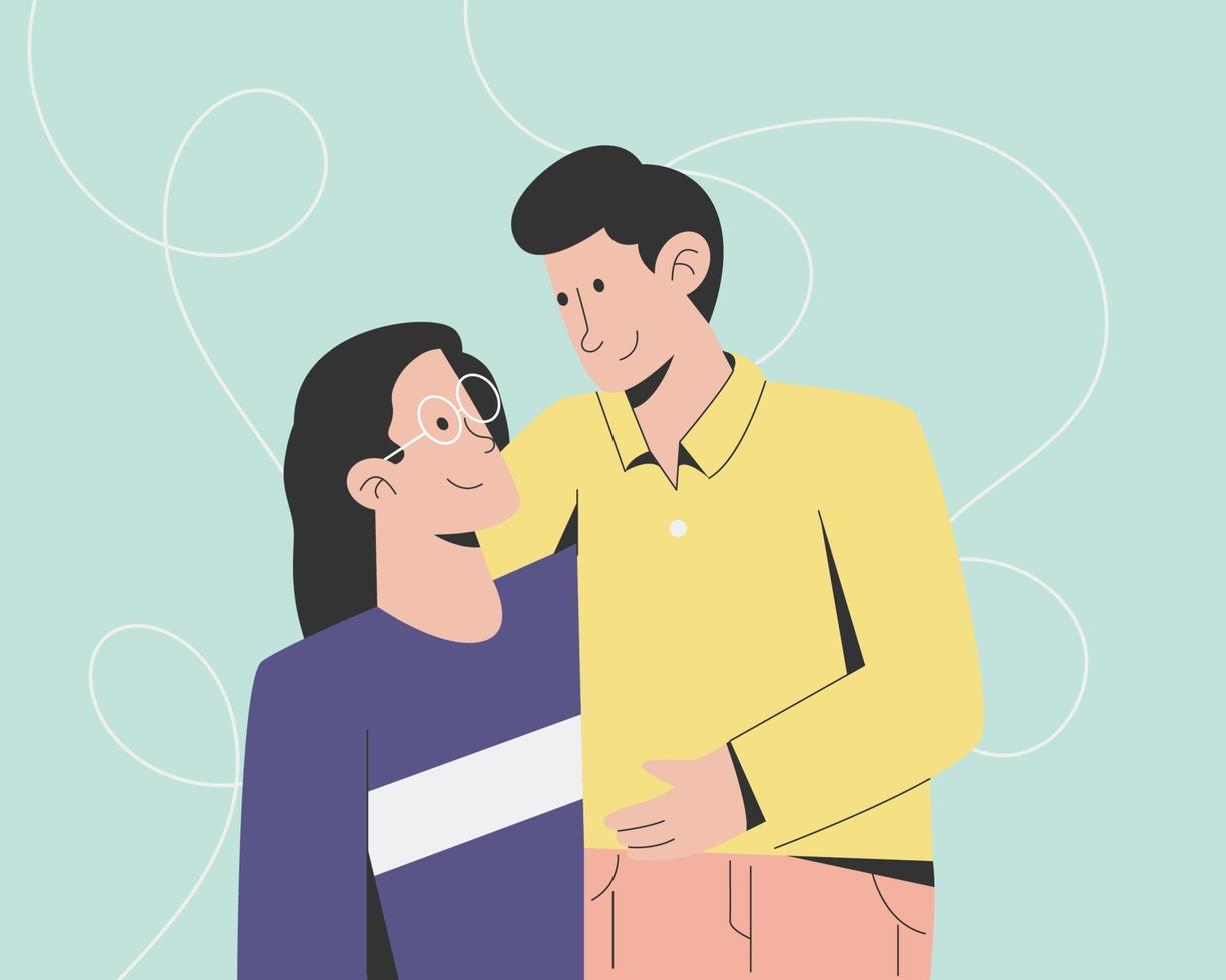 gente pareja abrazándose vector