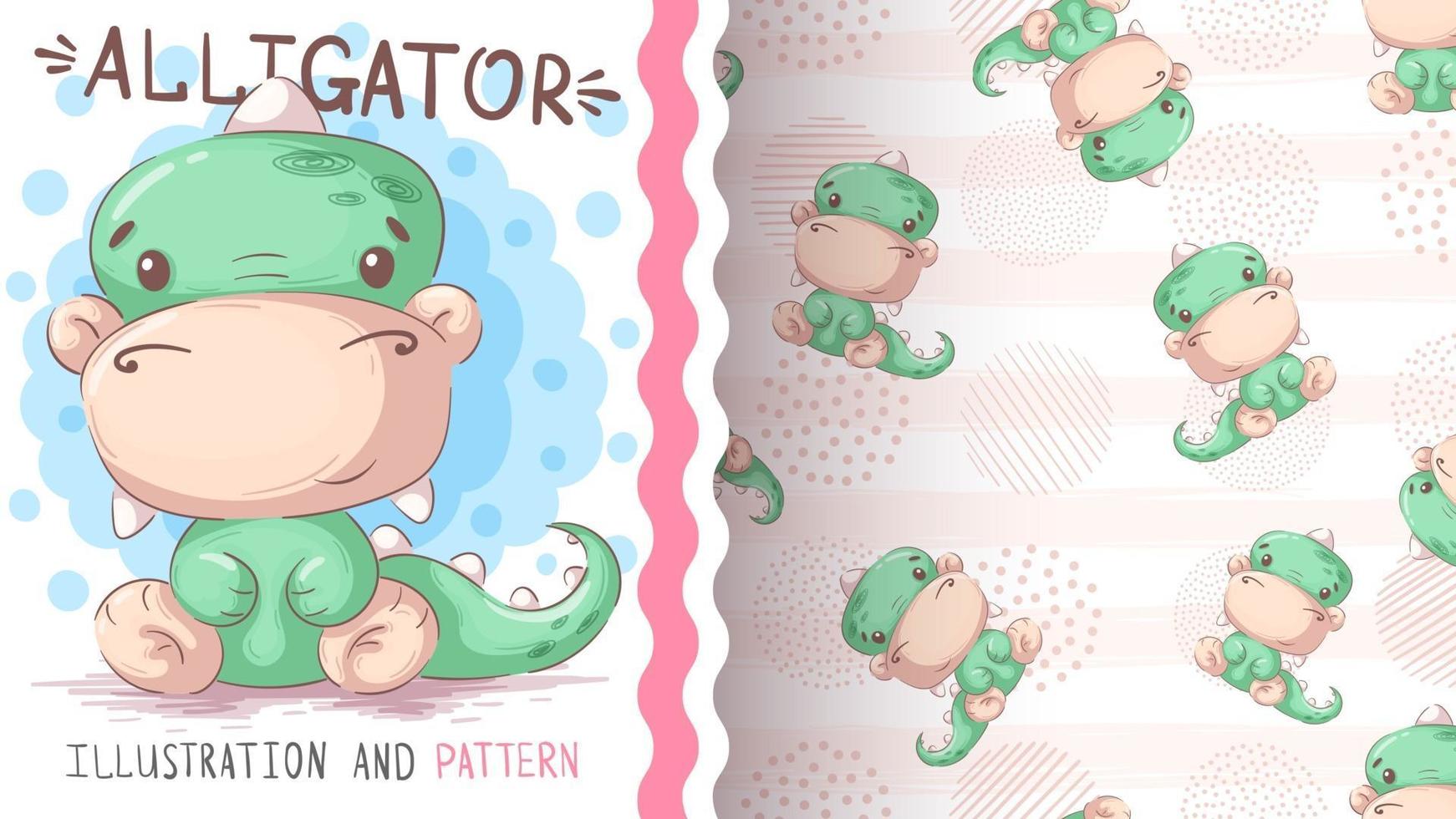 Childish cartoon character animal alligator vector