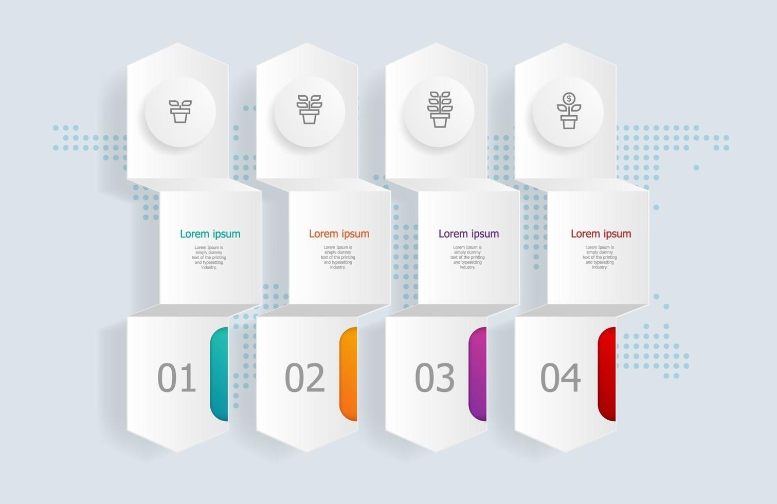 abstract horizontal timeline infographics, 4 steps with world map for business and presentation vector