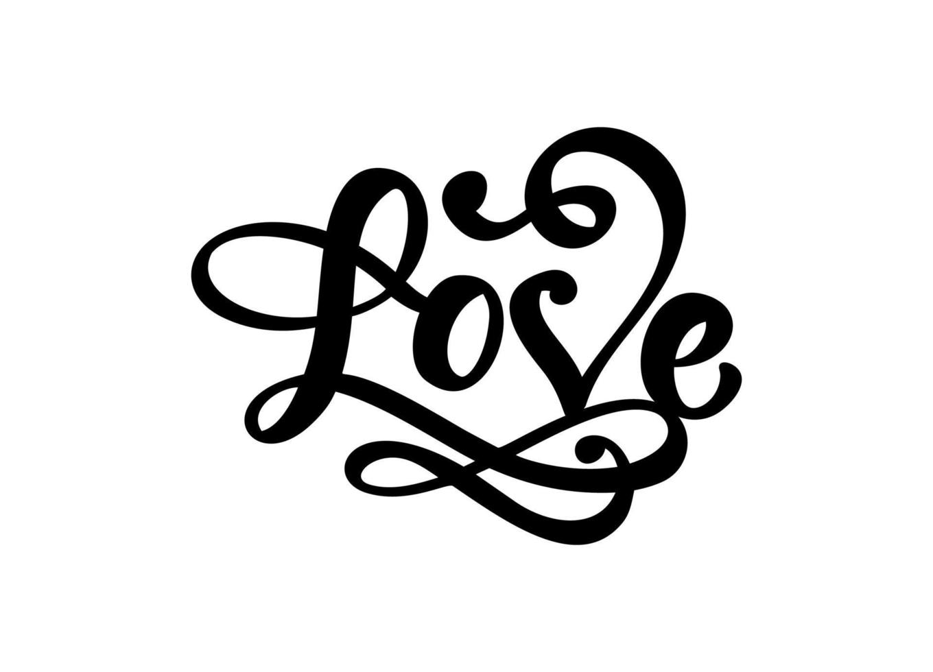 Handwritten vector logo text Laser cut Love and heart Happy Valentines day card, romantic quote for design greeting card, tattoo, holiday invitation