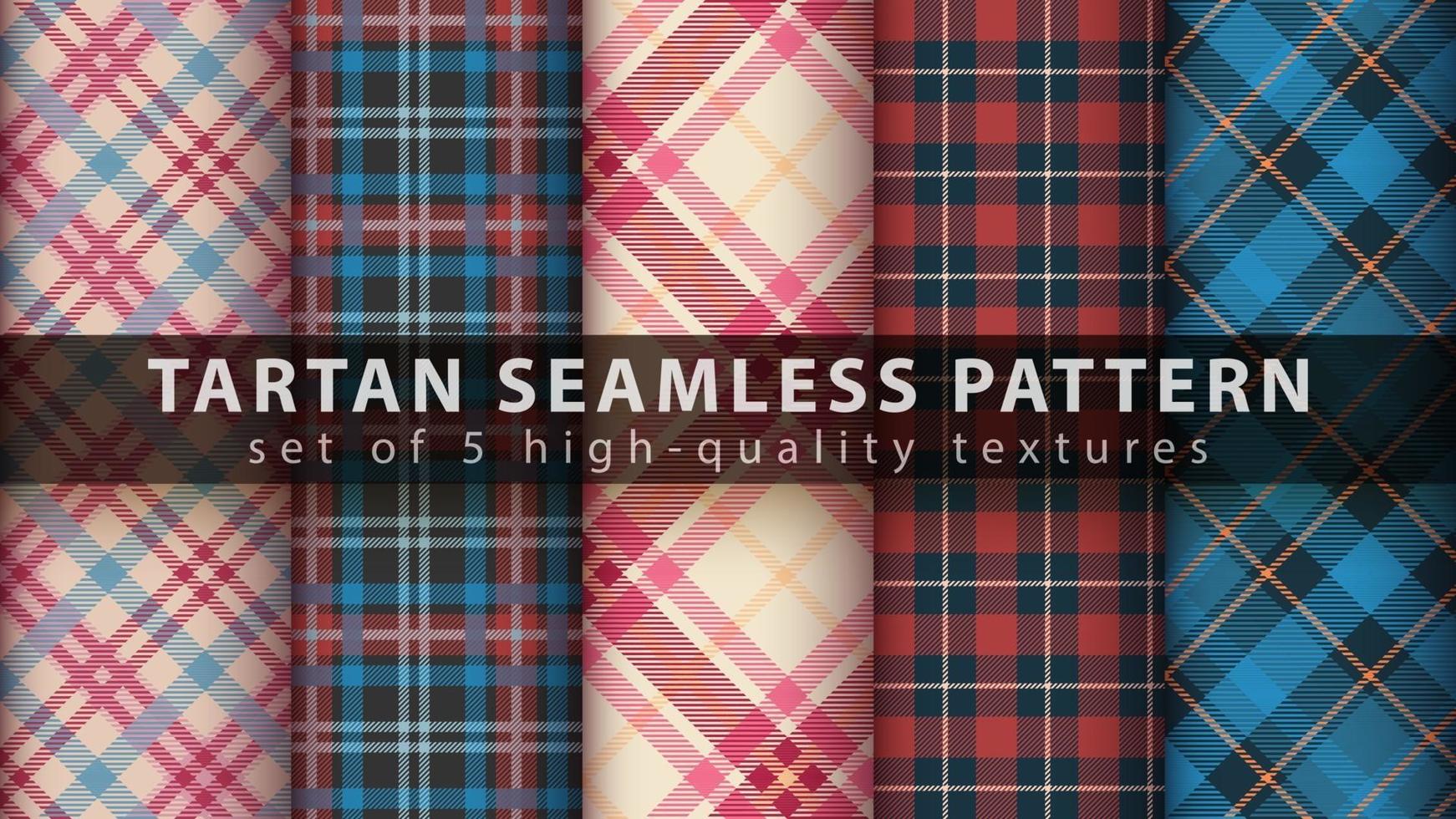 Set classic tartan seamless pattern. vector