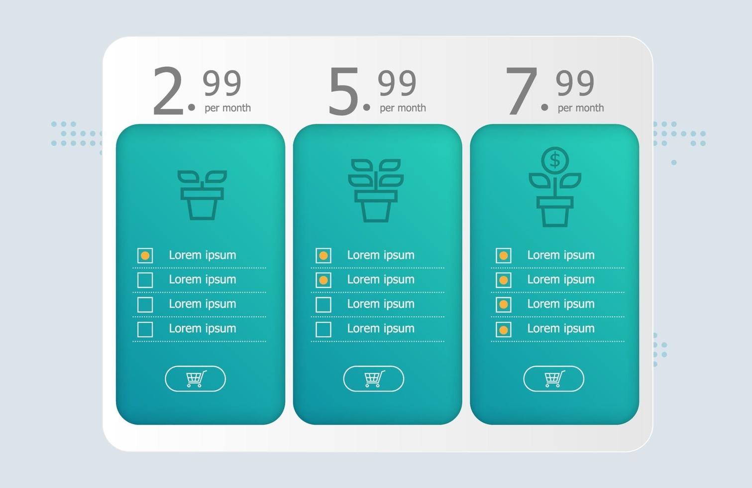 fondo de plantilla de tabla de precios vector