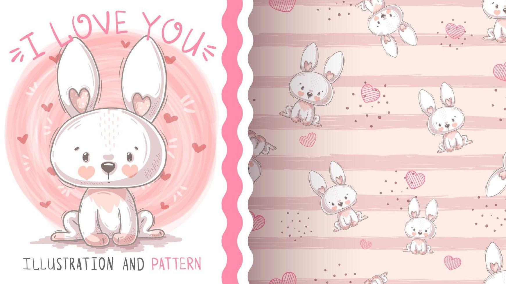 Easter cartoon character animal bunny - seamless pattern vector