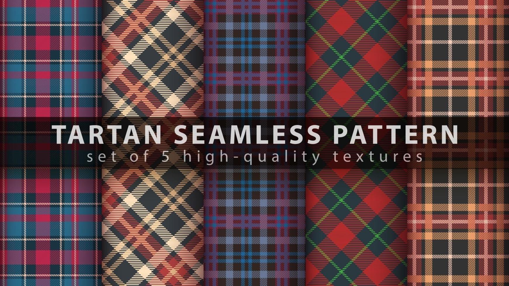 Set classic tartan seamless pattern. vector