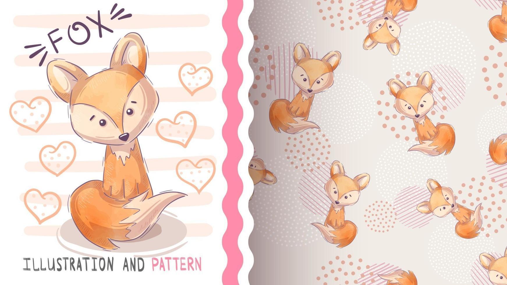 Childish cartoon character animal fox seamless pattern vector