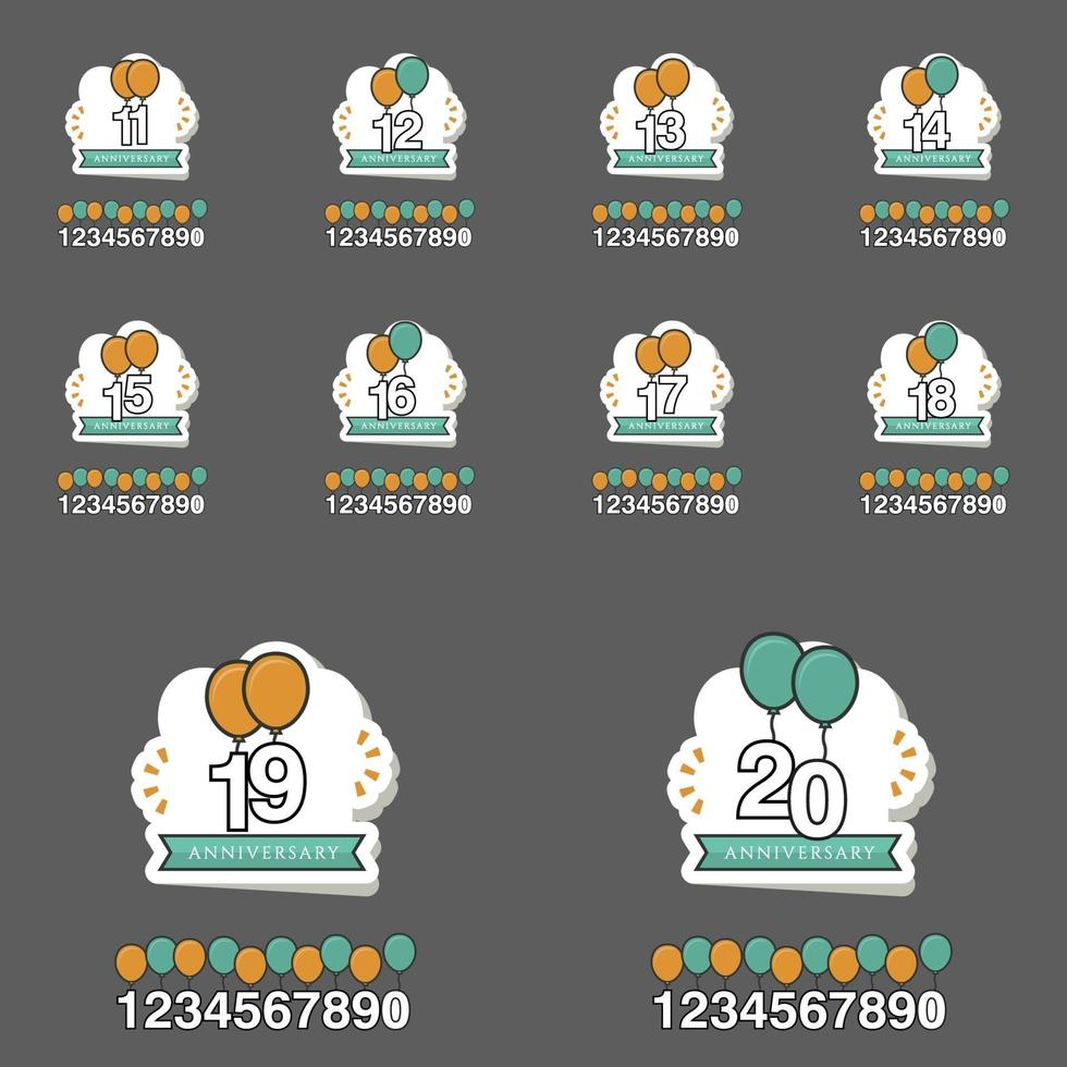 Year Anniversary Set Vector Template Design Illustration