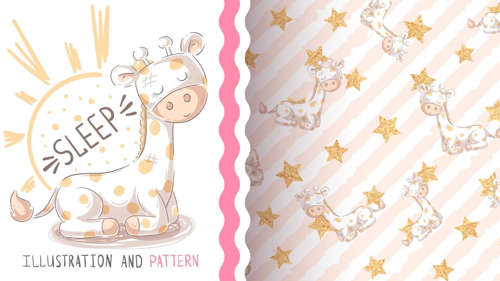 Childish cartoon character animal giraffe - seamless pattern vector