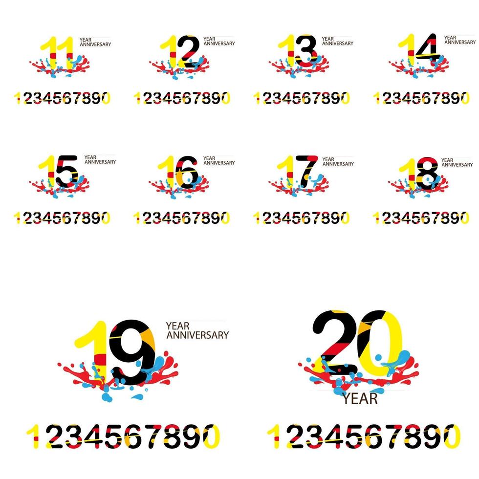 Year Anniversary Set Vector Template Design Illustration