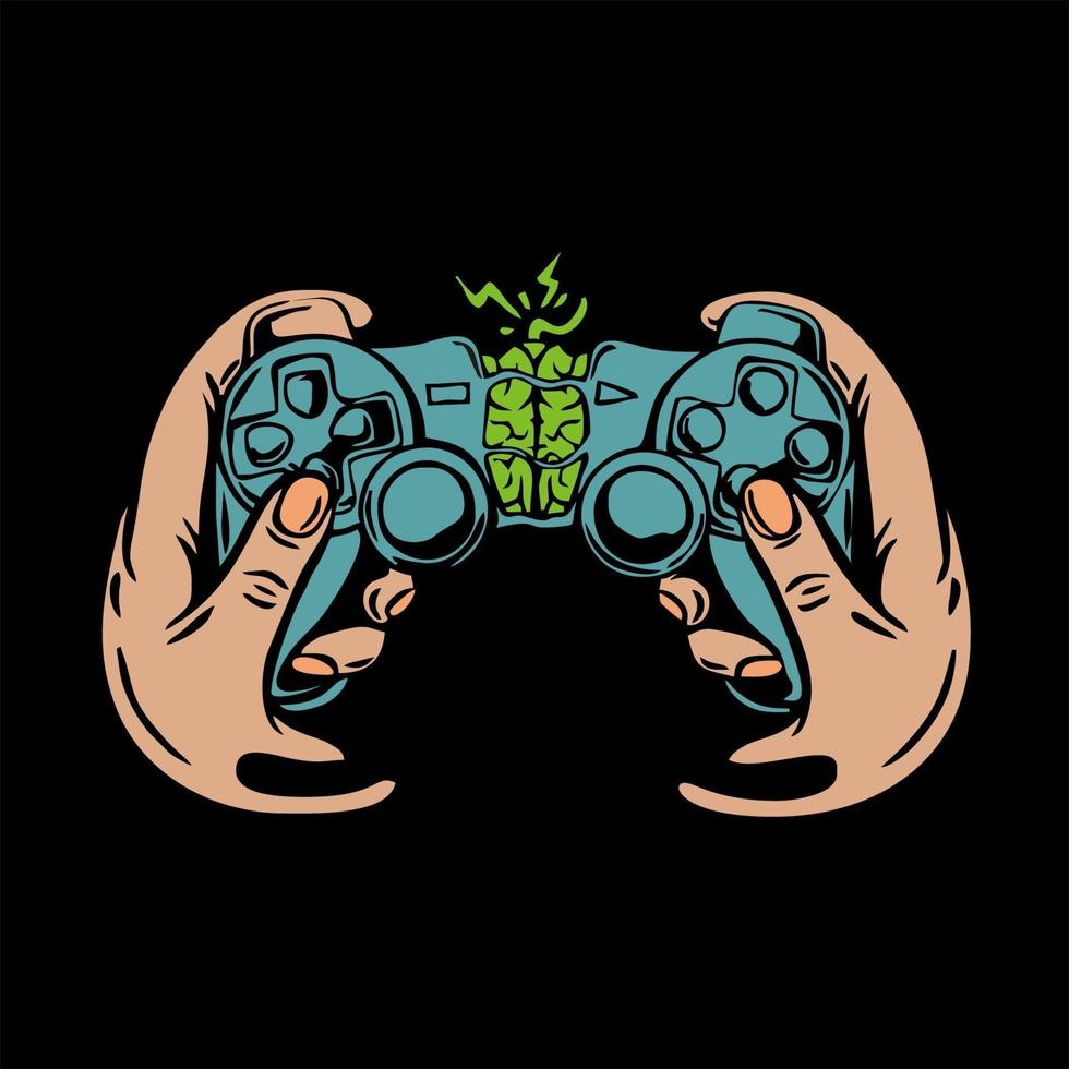 Game joystick with hands. vector
