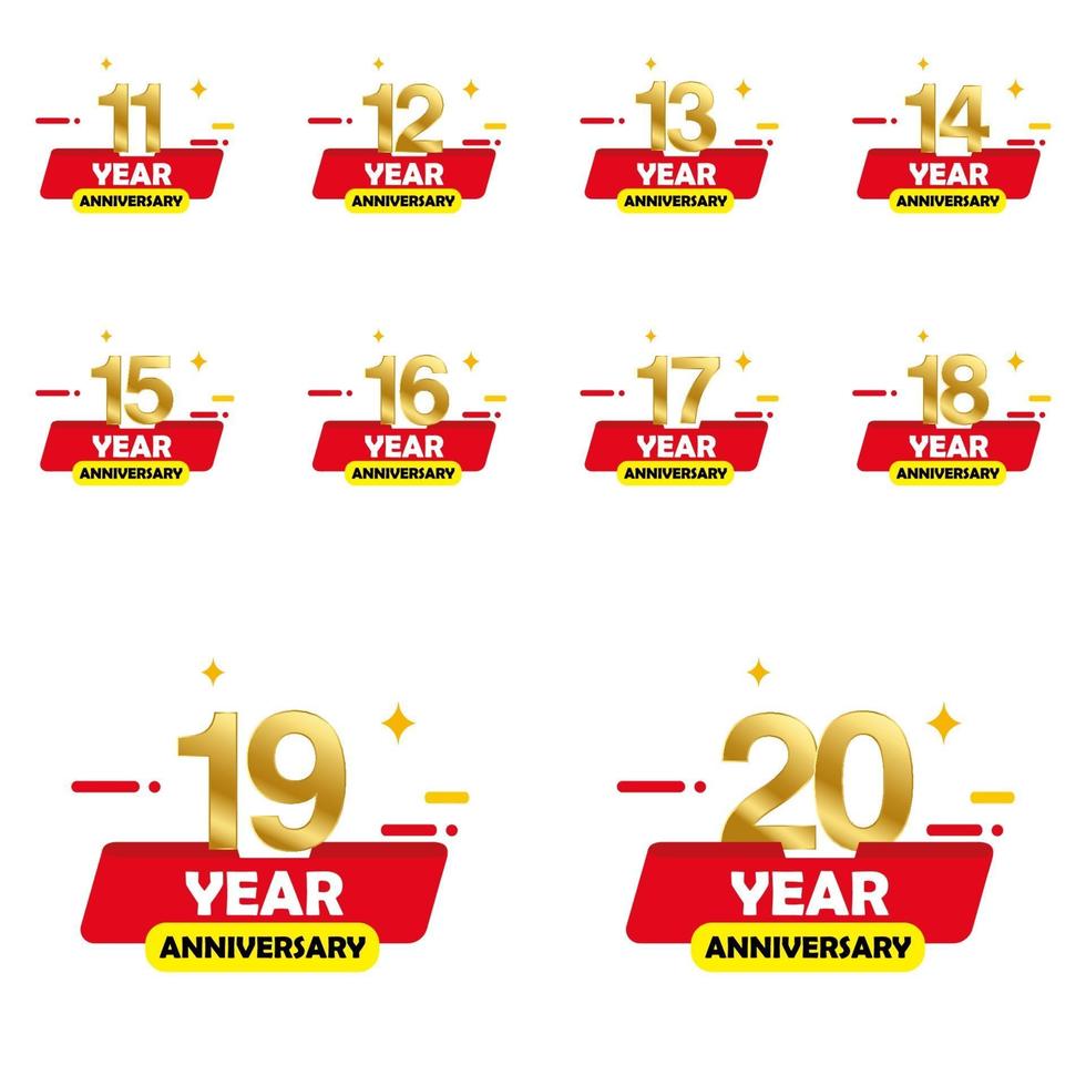 Year Anniversary Set Vector Template Design Illustration